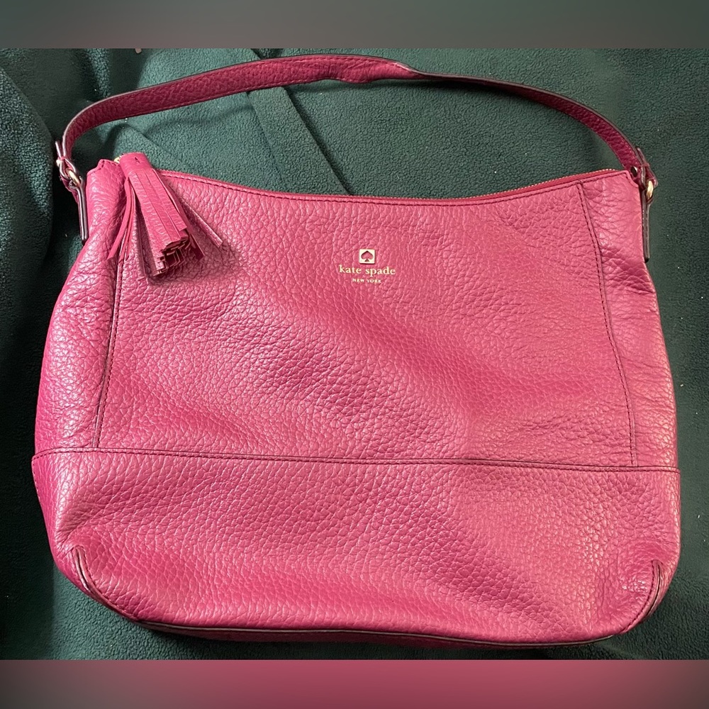 Kate Spade Vintage Medium Burgundy Red Leather Purse w/ Tassle